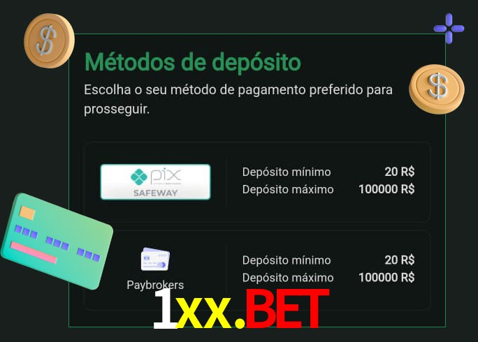 O cassino 1xx.bet oferece uma grande variedade de métodos de pagamento